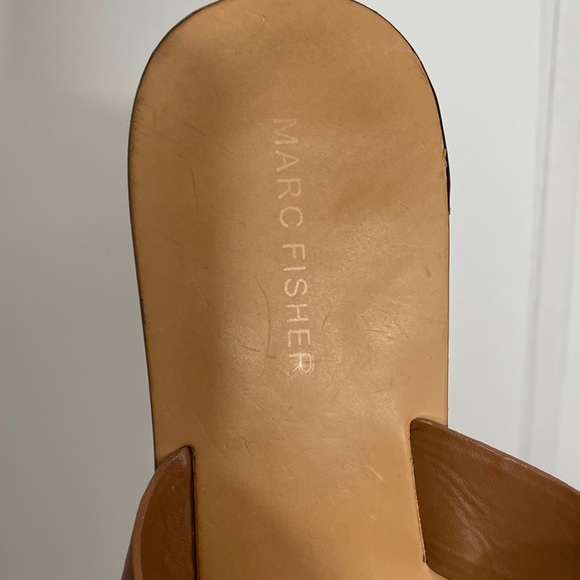 Marc Fisher Bryte2 Leather Open Toe Slide Sandals - Picture 9 of 9